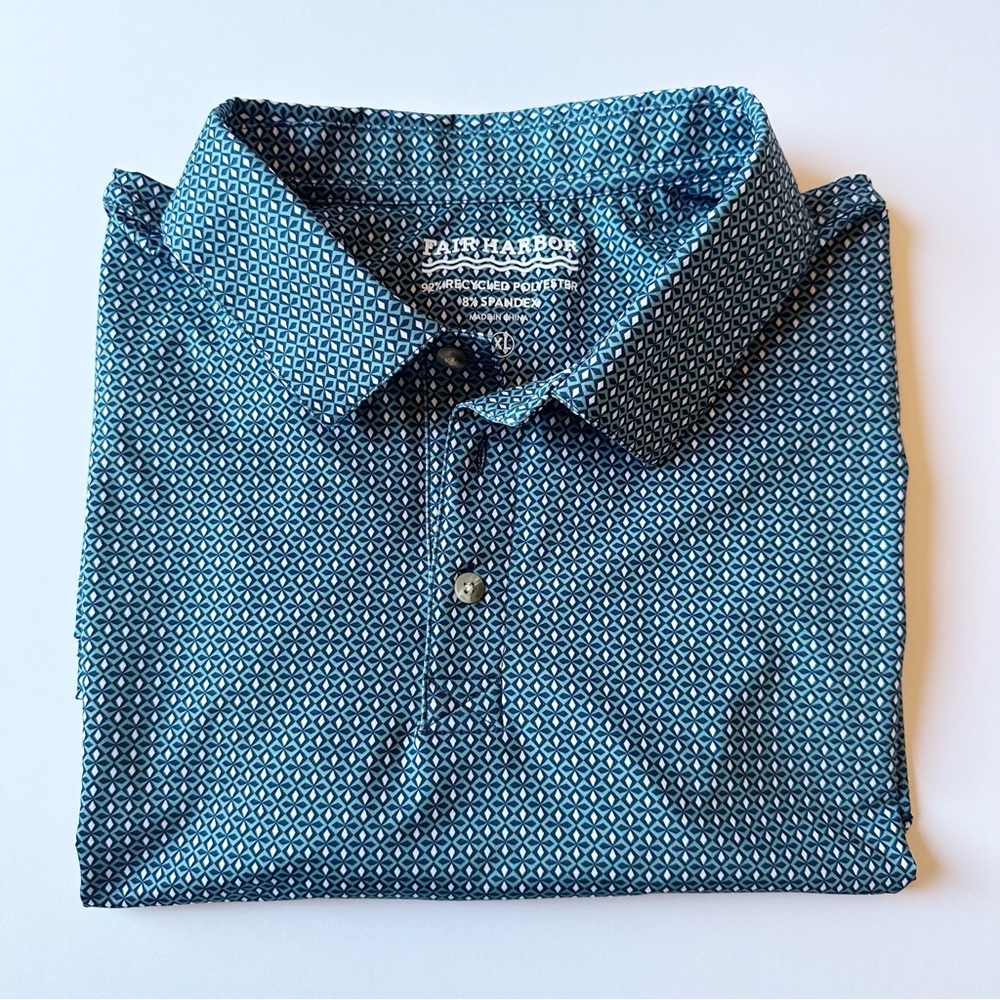 Fair Harbor The Midway Polo-performance tech - Navy Schooner Aqua XL